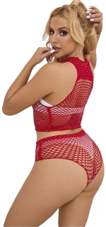 SUBBLIME - 952402 BODYSTOCKING FISHNET SET WITH PINK DIAMONDS ONE SIZE