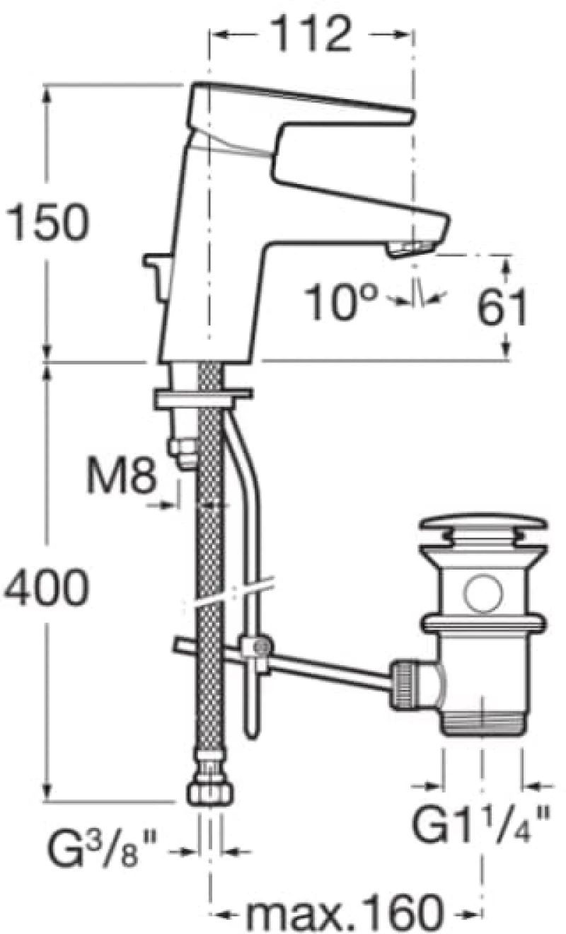 Μπαταρία νιπτήρα Esmai Χρωμέ Roca A5A3031C00
