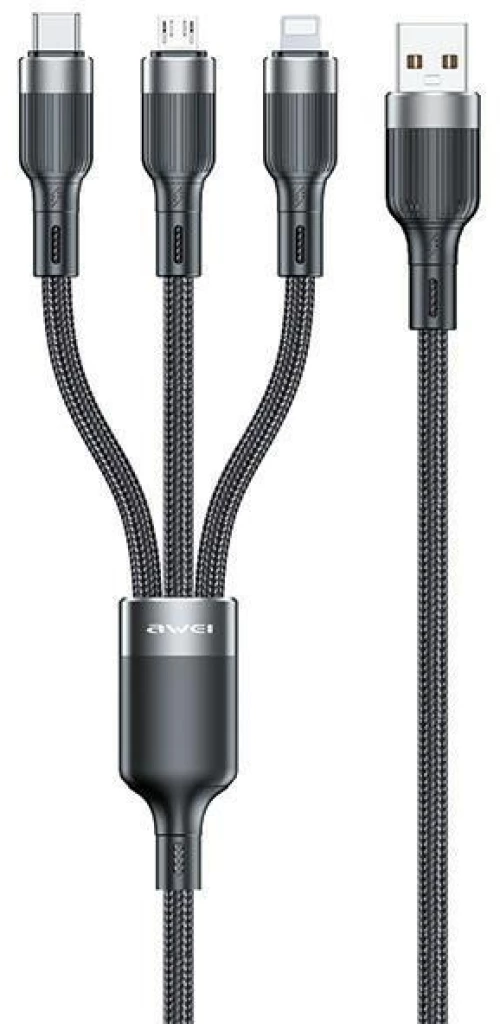 Καλώδιο 3 σε 1 USB σε micro usb/lightning/type-c 1.2m Awei CL-975