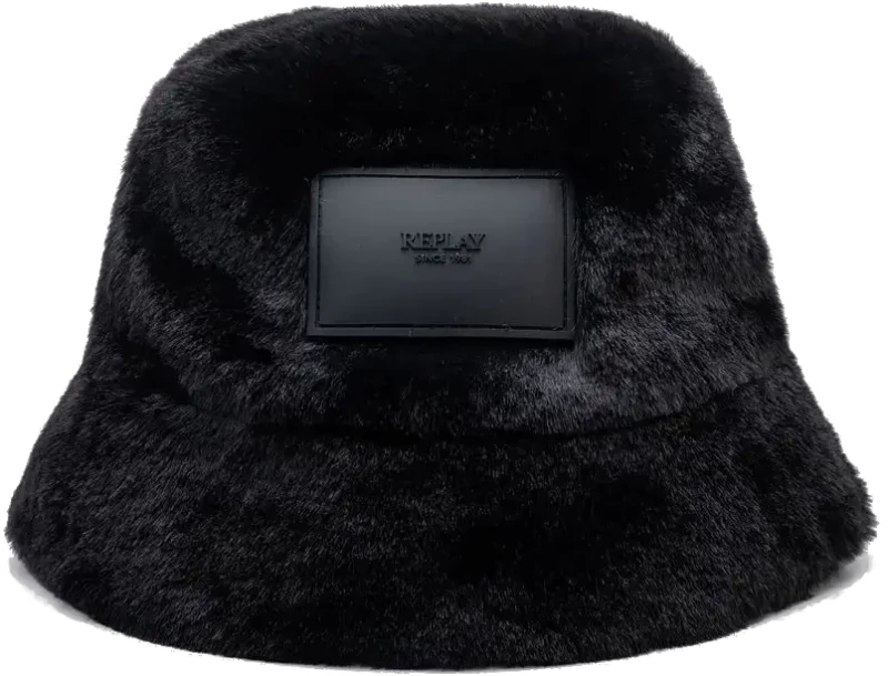 Replay Woman FAUX FUR BUCKET Black HAT