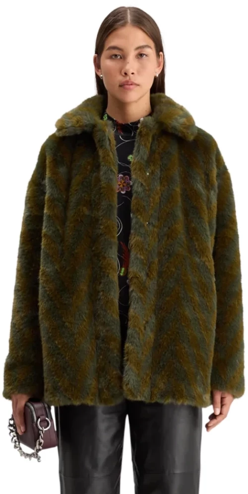 Scotch&Soda Woman A-Line Faux Fur Coat