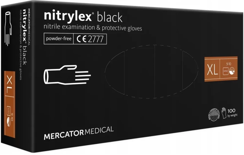 ΓΑΝΤΙΑ ΝΙΤΡΙΛΙΟΥ MERCATOR NITRYLEX BASIC ΣΕ ΜΑΥΡΟ ΧΡΩΜΑ ΧLARGE (ΧL)  AMIO - 100 Τεμ. MER13529/AM