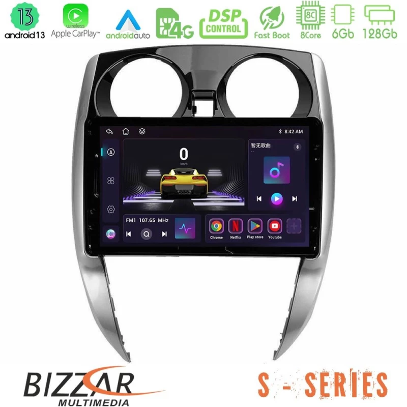 Bizzar S Series Nissan Note 2013-2018 8core Android13 6+128GB Navigation Multimedia Tablet 10" U-S-NS0481