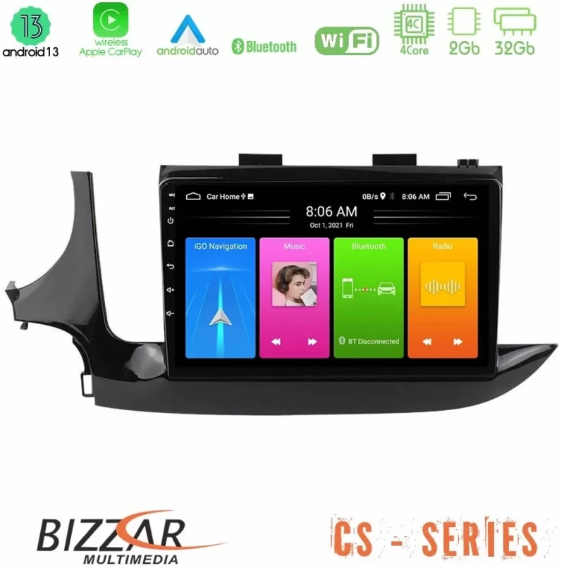 Bizzar CS Series 4Core Android13 2+32GB Opel Mokka 2016-2020 Navigation Multimedia Tablet 9" U-CS-OP0101