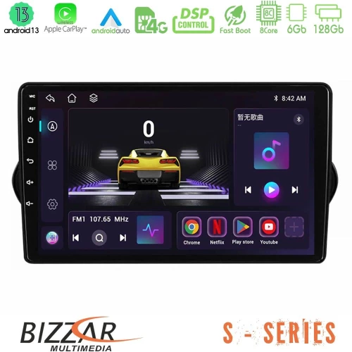Bizzar S Series Fiat Tipo 2015-2022 (Sedan) 8Core Android13 6+128GB Navigation Multimedia Tablet 9" U-S-FT0802