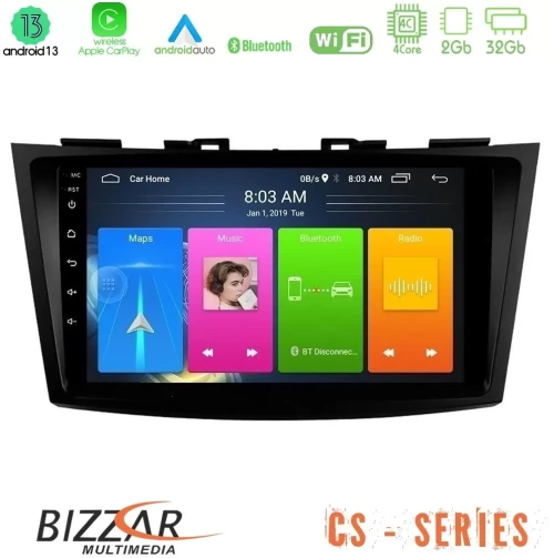Bizzar CS Series 4Core Android13 2+32GB Suzuki Swift 2011-2016 Navigation Multimedia Tablet 9" U-CS-SZ523