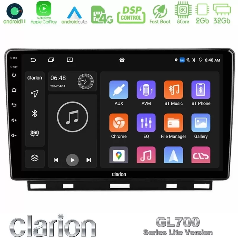 Clarion GL700 Lite Series 8Core Android11 2+32GB Renault Clio 5 2020-2024 Navigation Multimedia Tablet 9" Με Carplay & Android A U-G72L-RN1389