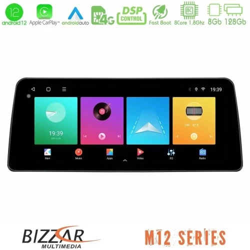 Bizzar Car Pad M12 Series Fiat Doblo 2002-2009 8Core Android 12 8+128GB Navigation Multimedia Tablet 12.3" (dashboard version) U-M12-FT1892