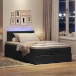 Οθωμανικό κρεβάτι με στρώμα & LEDs Μαύρο 120x190 cm Ύφασμα Μαύρο 3312210