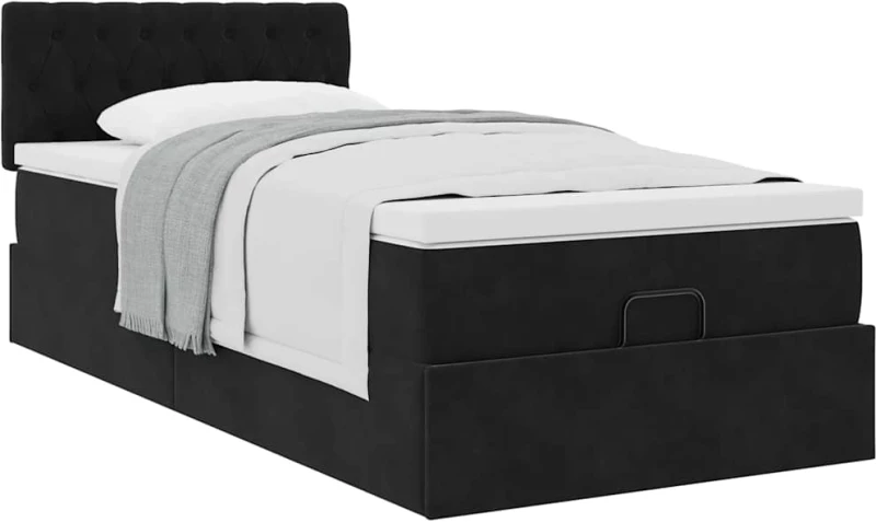 Οθωμανικό κρεβάτι με στρώμα Μαύρο 80x200cm Velvet Μαύρο 3311809