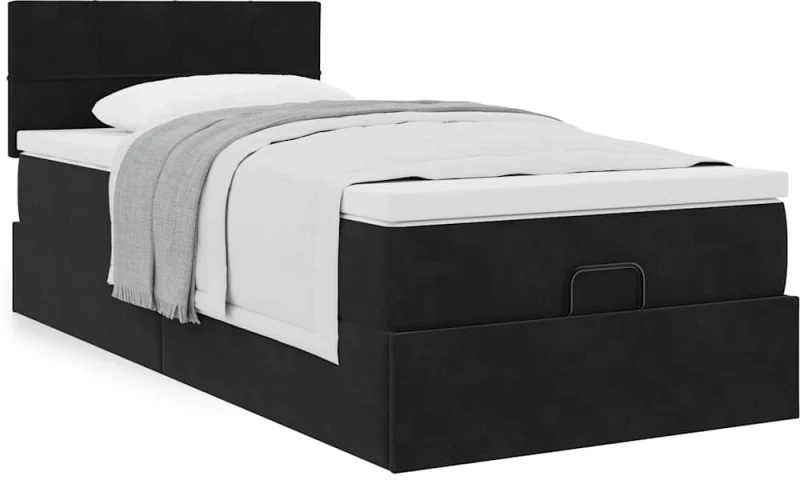 Οθωμανικό κρεβάτι με στρώμα Μαύρο 80x200cm Velvet Μαύρο 3311737