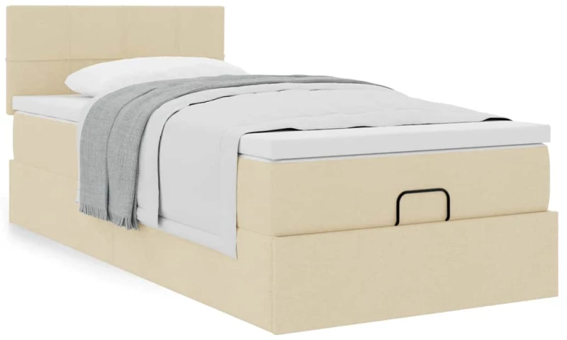 Οθωμανικό κρεβάτι με στρώμα Cream 80x200cm ύφασμα Κρεμ 3311419