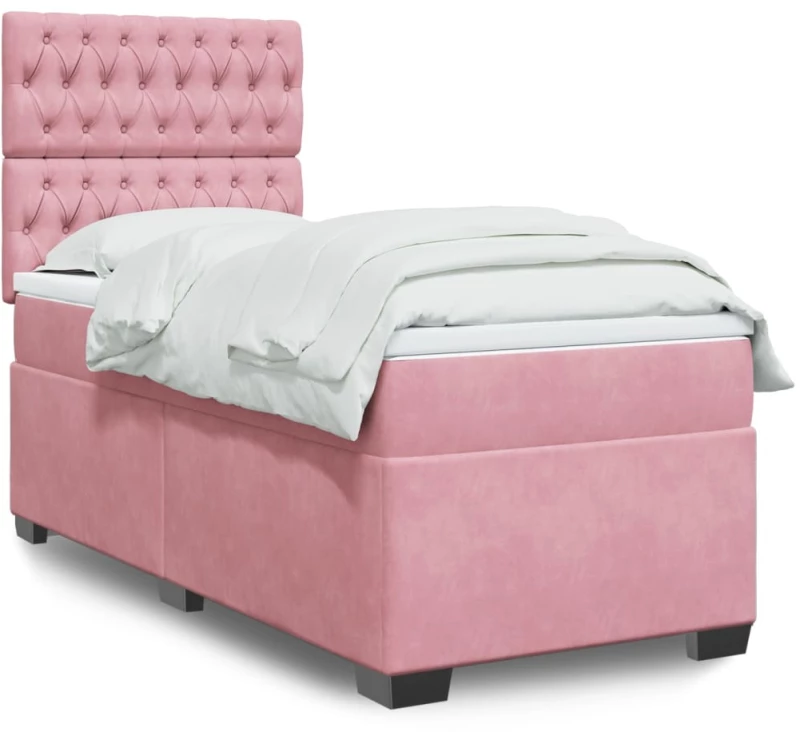 Κρεβάτι Boxspring με Στρώμα Ροζ 80 x 200 εκ. Βελούδινο Ροζ 3290773