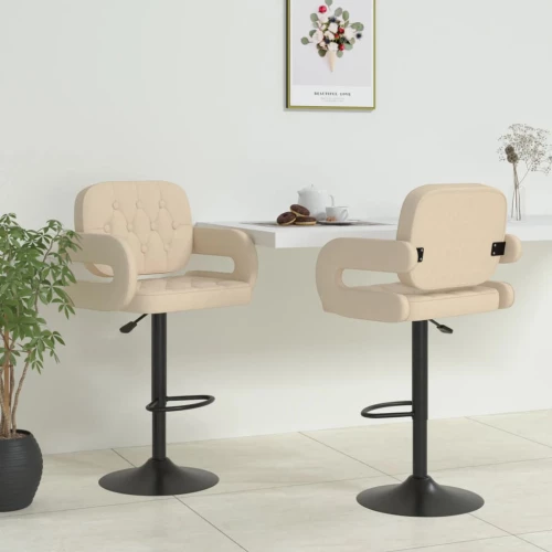 Σκαμπό Μπαρ 2 τεμ. Κρεμ Υφασμάτινα Κρεμ 335619