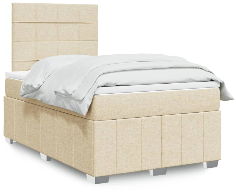 Κρεβάτι Boxspring με Στρώμα Κρεμ 120x190 εκ. Υφασμάτινο Κρεμ 3291612