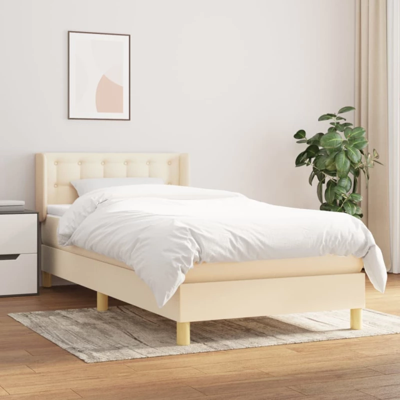 Κρεβάτι Boxspring με Στρώμα Κρεμ 80 x 200 εκ. Υφασμάτινο Κρεμ 3130550