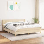 Κρεβάτι Boxspring με Στρώμα Κρεμ 160x200 εκ. Υφασμάτινο Κρεμ 3130446