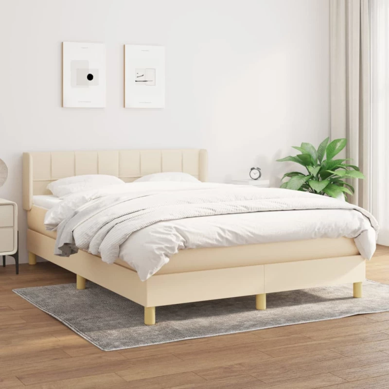 Κρεβάτι Boxspring με Στρώμα Κρεμ 140x200 εκ. Υφασμάτινο Κρεμ 3130278