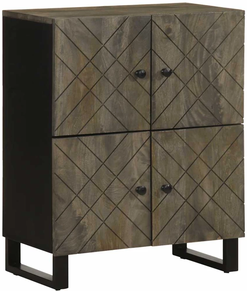 Μπουφές Μαύρο 60x33x75 cm Μασίφ Ξύλο Μάνγκο Μαύρο 4017710