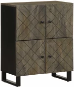 Μπουφές Μαύρο 60x33x75 cm Μασίφ Ξύλο Μάνγκο Μαύρο 4017710