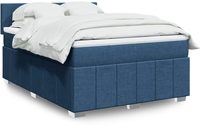 Κρεβάτι Boxspring με Στρώμα Μπλε 160x200 εκ. Υφασμάτινο Μπλε 3287118