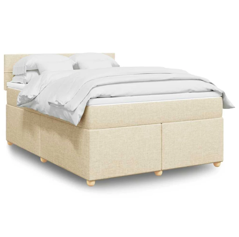 Κρεβάτι Boxspring με Στρώμα Κρεμ 140x190 εκ. Υφασμάτινο Κρεμ 3286680