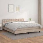 Κρεβάτι Boxspring με Στρώμα Καπουτσίνο 180x200 εκ. Συνθ. Δέρμα Καφέ 3141142