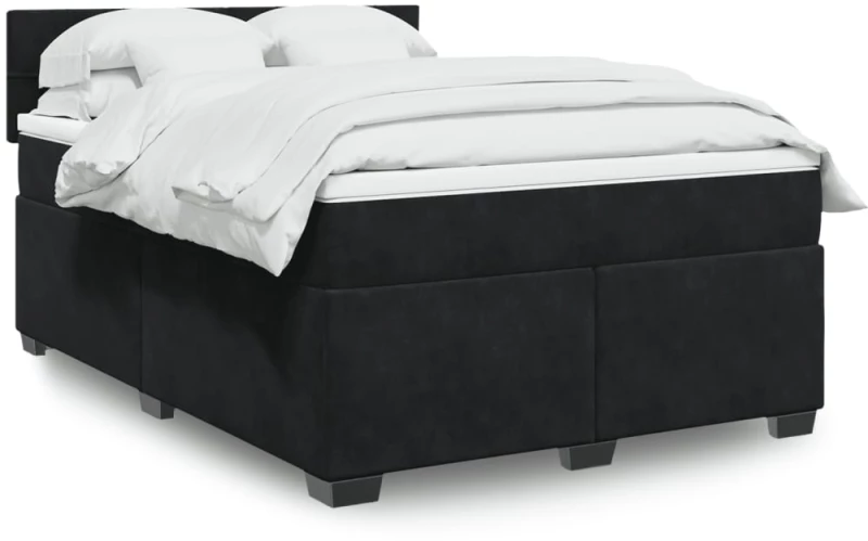 Κρεβάτι Boxspring με Στρώμα Μαύρο 140x190 εκ. Βελούδινο Μαύρο 3286308