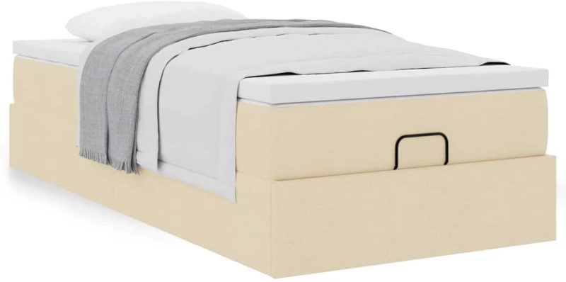 Οθωμανικό κρεβάτι με στρώμα Cream 90x200cm ύφασμα Κρεμ 3311083