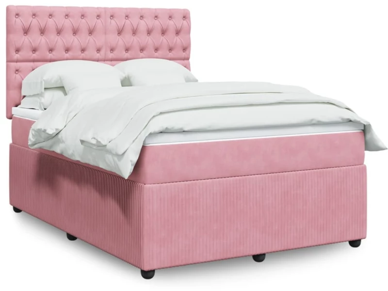 Κρεβάτι Boxspring με Στρώμα Ροζ 160x200 εκ. Βελούδινο Ροζ 3292393