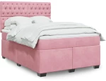 Κρεβάτι Boxspring με Στρώμα Ροζ 160x200 εκ. Βελούδινο Ροζ 3290965