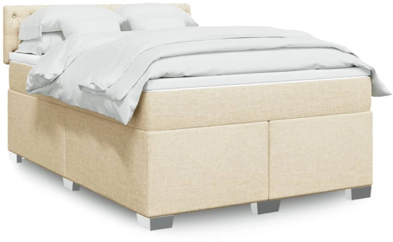Κρεβάτι Boxspring με Στρώμα Κρεμ 160x200 εκ. Υφασμάτινο Κρεμ 3285951