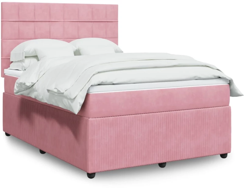 Κρεβάτι Boxspring με Στρώμα Ροζ 140x200 εκ. Βελούδινο Ροζ 3294663