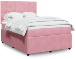Κρεβάτι Boxspring με Στρώμα Ροζ 140x200 εκ. Βελούδινο Ροζ 3294663