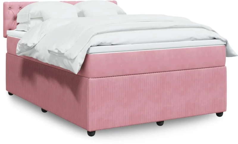 Κρεβάτι Boxspring με Στρώμα Ροζ 140x200 εκ. Βελούδινο Ροζ 3290069