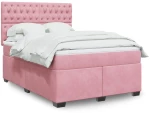 Κρεβάτι Boxspring με Στρώμα Ροζ 140x200 εκ. Βελούδινο Ροζ 3290941