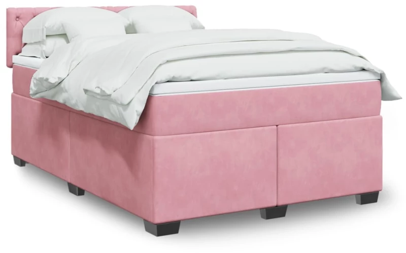 Κρεβάτι Boxspring με Στρώμα Ροζ 140x200 εκ. Βελούδινο Ροζ 3288641