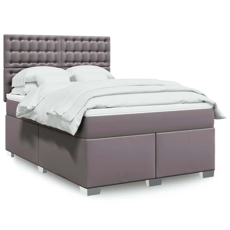Κρεβάτι Boxspring με Στρώμα Γκρι 140x190εκ. από Συνθετικό Δέρμα Γκρι 3290722