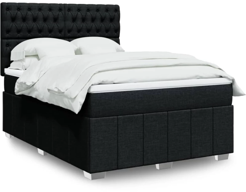 Κρεβάτι Boxspring με Στρώμα Μαύρο 140x190 εκ. Υφασμάτινο Μαύρο 3291672
