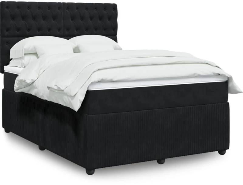 Κρεβάτι Boxspring με Στρώμα Μαύρο 140x190 εκ. Βελούδινο Μαύρο 3294642