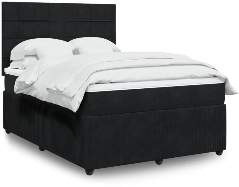 Κρεβάτι Boxspring με Στρώμα Μαύρο 140x190 εκ. Βελούδινο Μαύρο 3292336