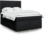 Κρεβάτι Boxspring με Στρώμα Μαύρο 140x190 εκ. Υφασμάτινο Μαύρο 3291277