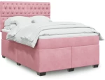 Κρεβάτι Boxspring με Στρώμα Ροζ 140x190 εκ. Βελούδινο Ροζ 3293217