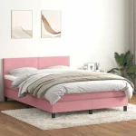 Box Spring κρεβάτι με στρώμα ροζ 140x220 cm Βελούδινο Ροζ 3316742