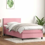Box Spring κρεβάτι με στρώμα ροζ 90x210 εκ. Βελούδινο Ροζ 3316676