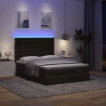 Οθωμανικό κρεβάτι με στρώματα & LEDs Μαύρο 140x190cm Βελούδο Μαύρο 3314464