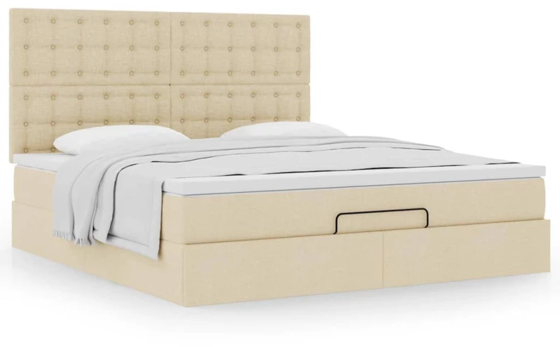 Οθωμανικό κρεβάτι με στρώμα Cream 180x200cm ύφασμα Κρεμ 3313346