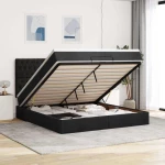 Οθωμανικό κρεβάτι με στρώμα Μαύρο 160x200cm Ύφασμα Μαύρο 3313253