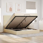 Οθωμανικό κρεβάτι με στρώμα Cream 180x200cm ύφασμα Κρεμ 3313097