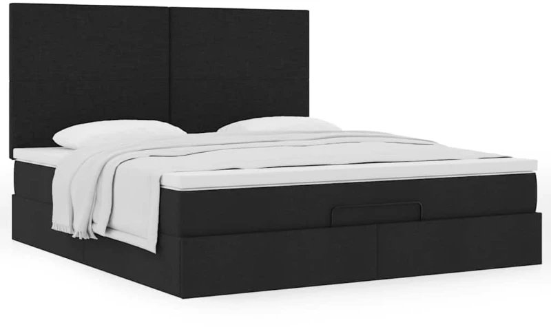 Οθωμανικό κρεβάτι με στρώμα Μαύρο 160x200cm Ύφασμα Μαύρο 3313087